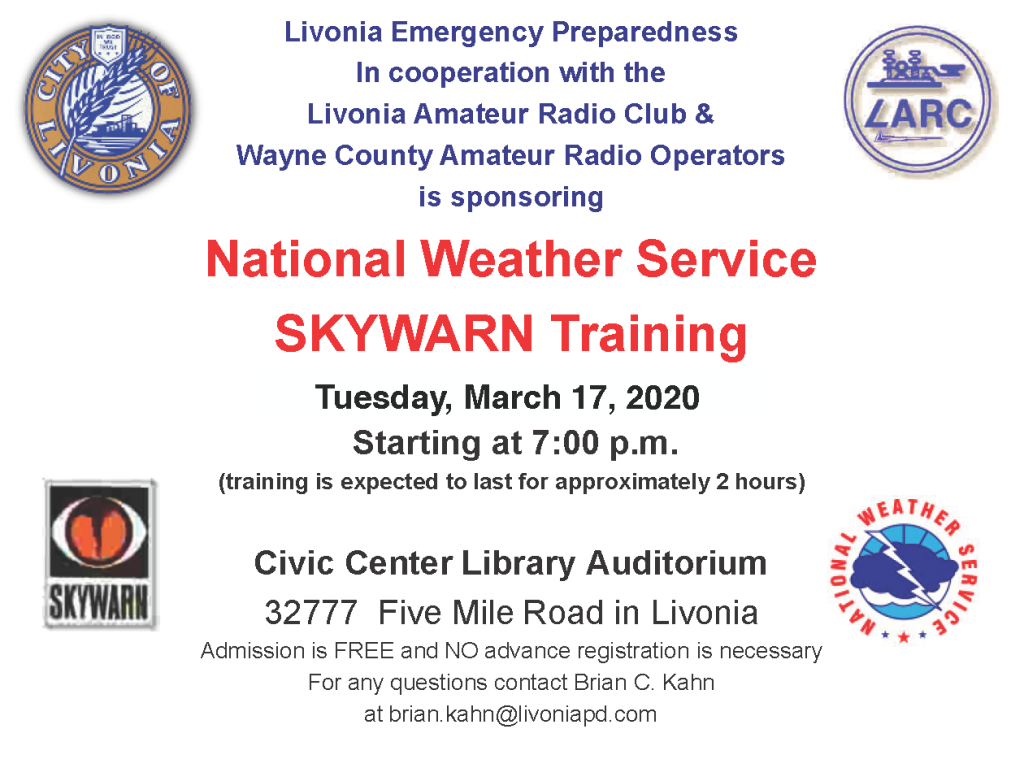 SkyWarn Training Livonia Amateur Radio Club